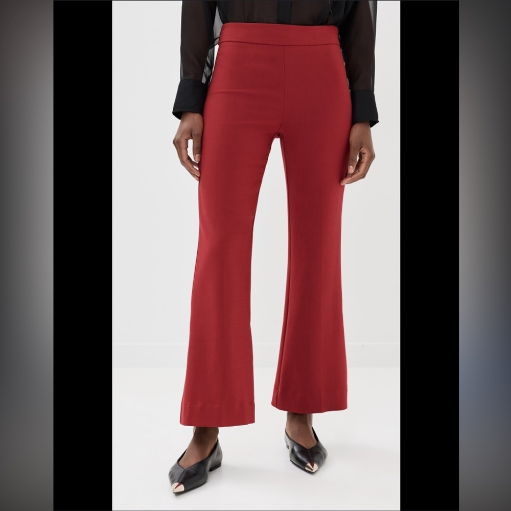 Nwt red Reformation Tanya Knit Pants $168 L casual party flare work summer